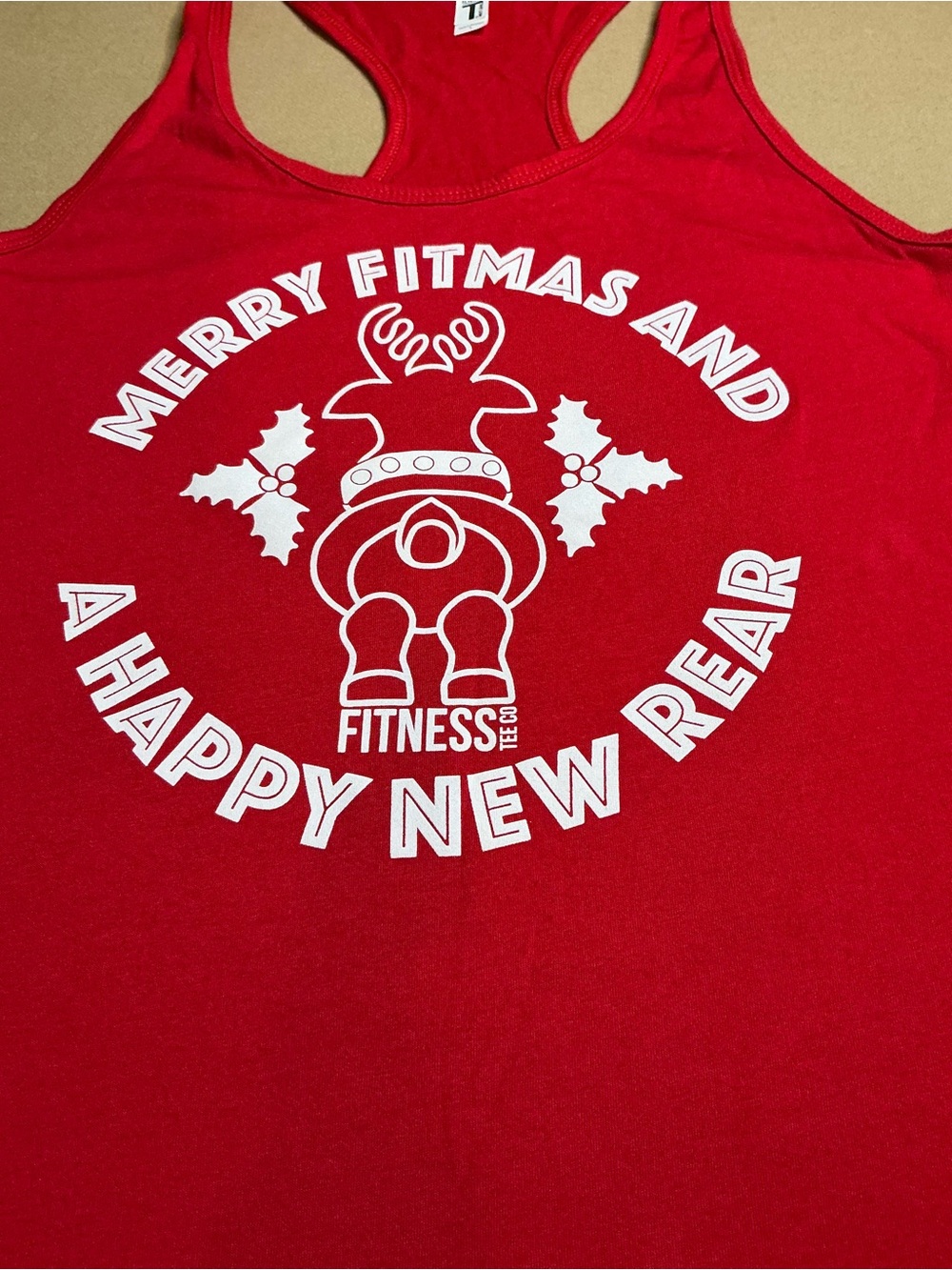 Red Christmas theme workout tank top